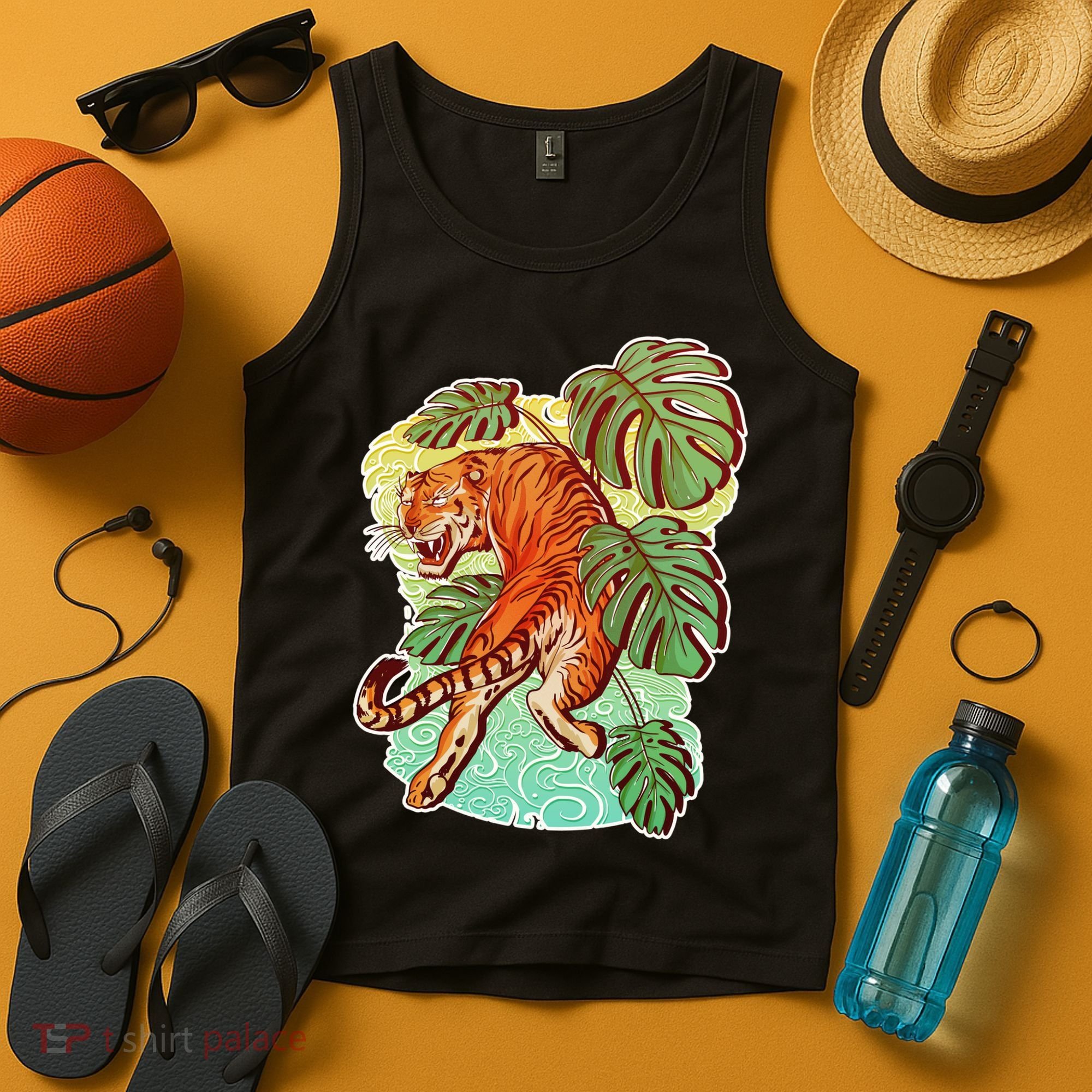 Tropical Tiger Tattoo Design Tank Top