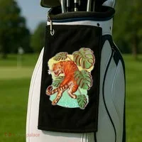 Tropical Tiger Tattoo Design Golf Towel thumb 2
