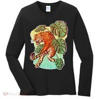 Tropical Tiger Tattoo Design Women's Long Sleeve Shirt thumb 0