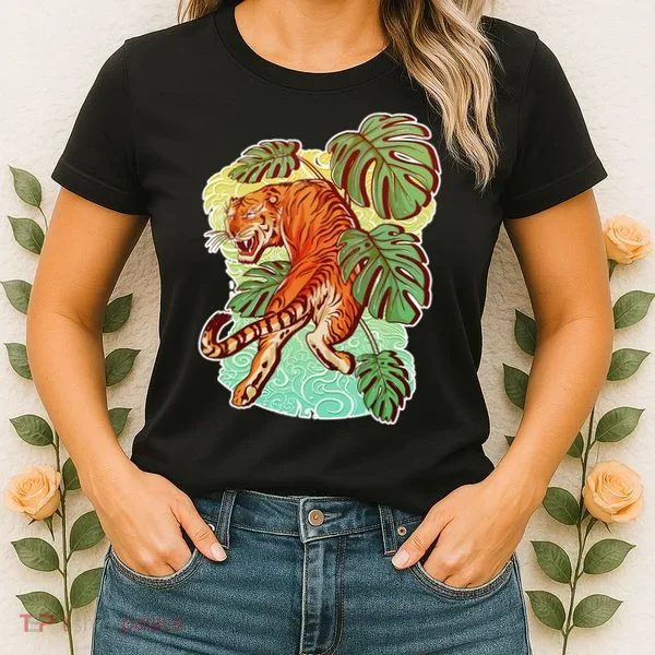Tropical Tiger Tattoo Design Women's T-Shirt