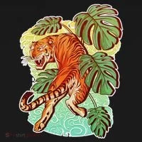 Tropical Tiger Tattoo Design Women's T-Shirt thumb 6