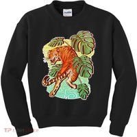 Tropical Tiger Tattoo Design Kids Sweatshirt thumb 0