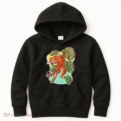 Tropical Tiger Tattoo Design Kids Hoodie