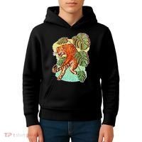 Tropical Tiger Tattoo Design Kids Hoodie thumb 4