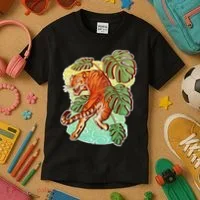 Tropical Tiger Tattoo Design Kids T-Shirt thumb 3