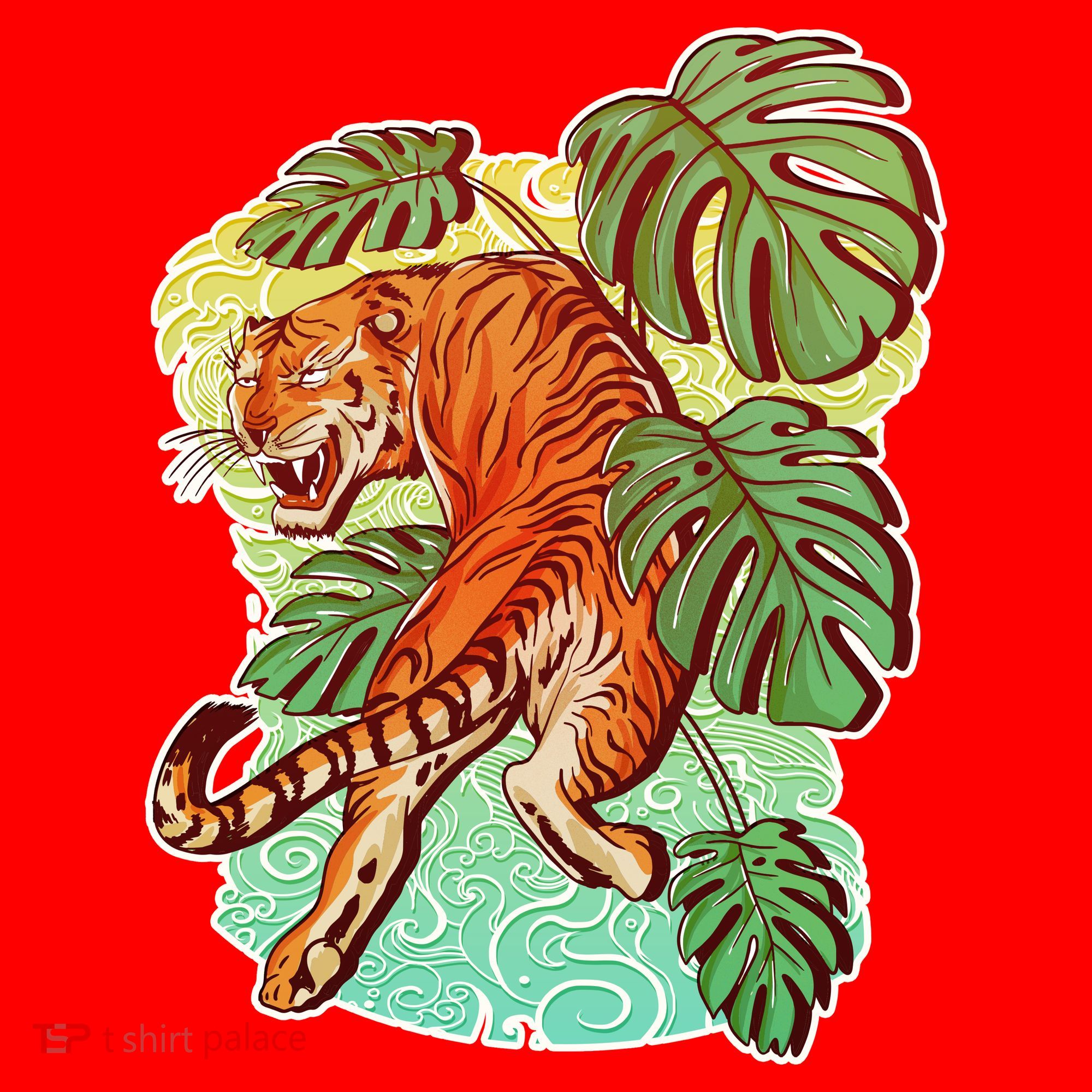 Tropical Tiger Tattoo Design Santa Hat