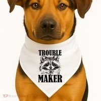 Trouble Maker Funny Raccoon USA-Made Doggie Bandana thumb 1