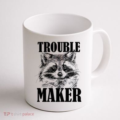 Trouble Maker Funny Raccoon Coffee Mug back