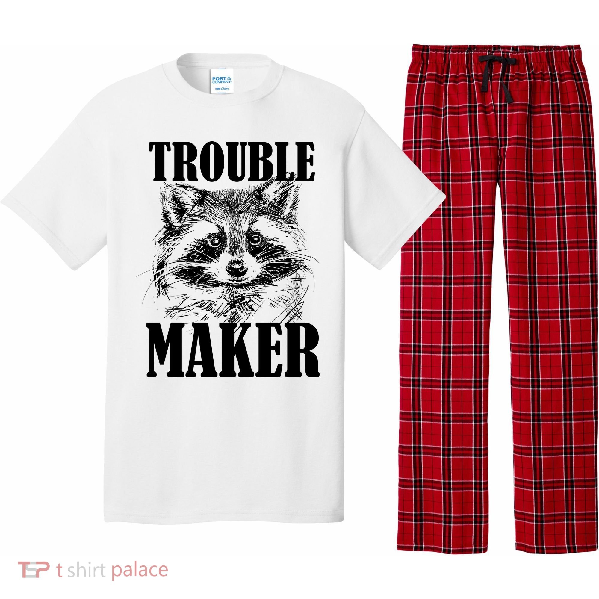 Trouble Maker Funny Raccoon Pajama Set