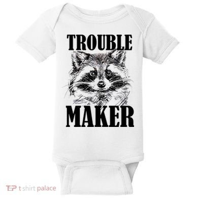 Trouble Maker Funny Raccoon Baby Bodysuit