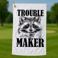Trouble Maker Funny Raccoon Golf Towel thumb 1