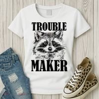 Trouble Maker Funny Raccoon Women's T-Shirt thumb 3