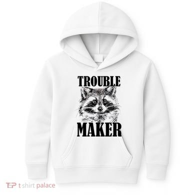 Trouble Maker Funny Raccoon Kids Hoodie