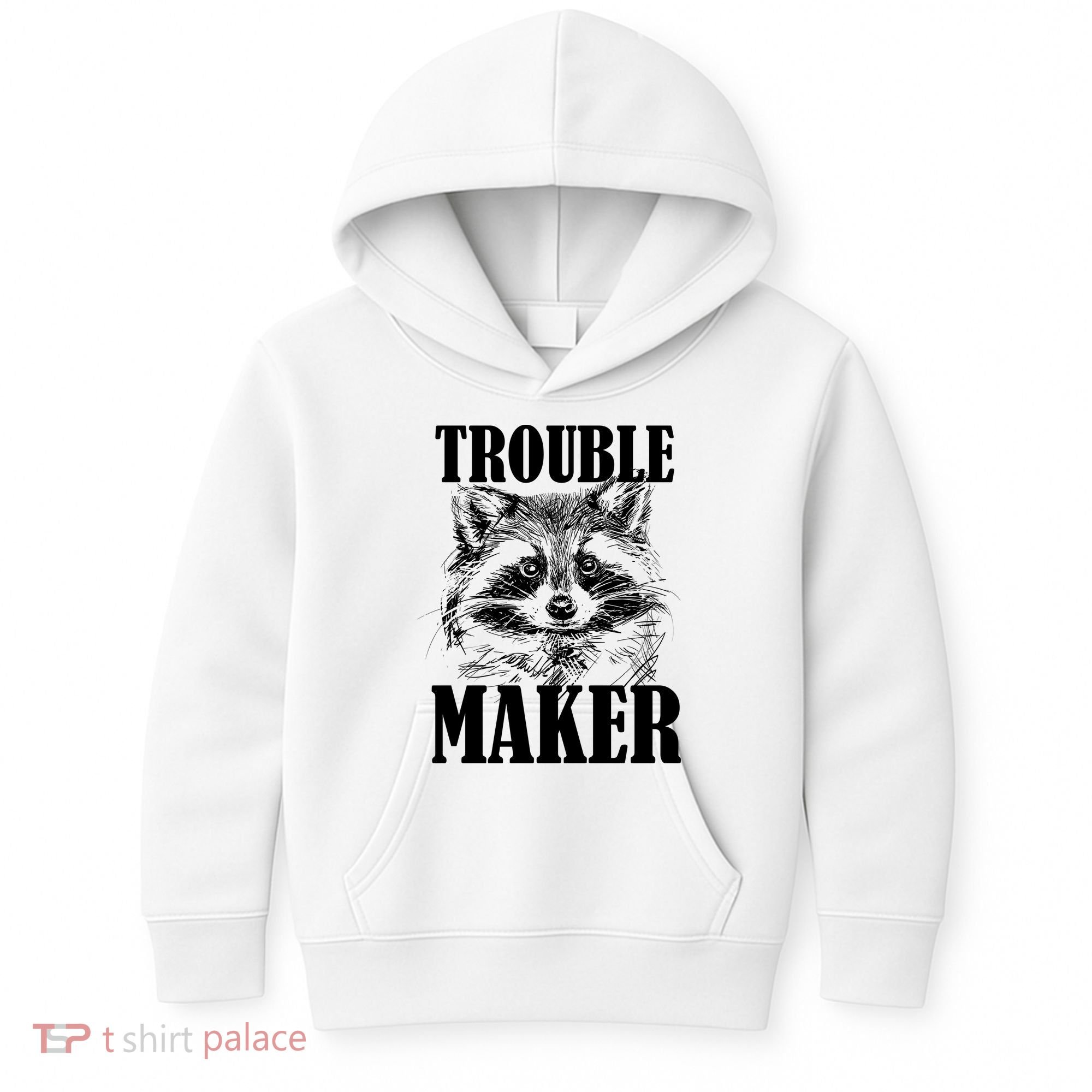 Trouble Maker Funny Raccoon Kids Hoodie