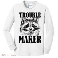 Trouble Maker Funny Raccoon Kids Long Sleeve Shirt thumb 0