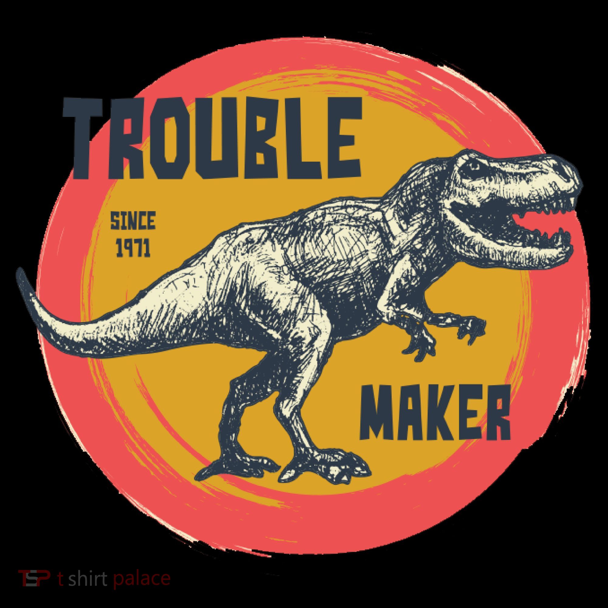 Trouble Maker T-Rex Since 1971 USA-Made Doggie Bandana