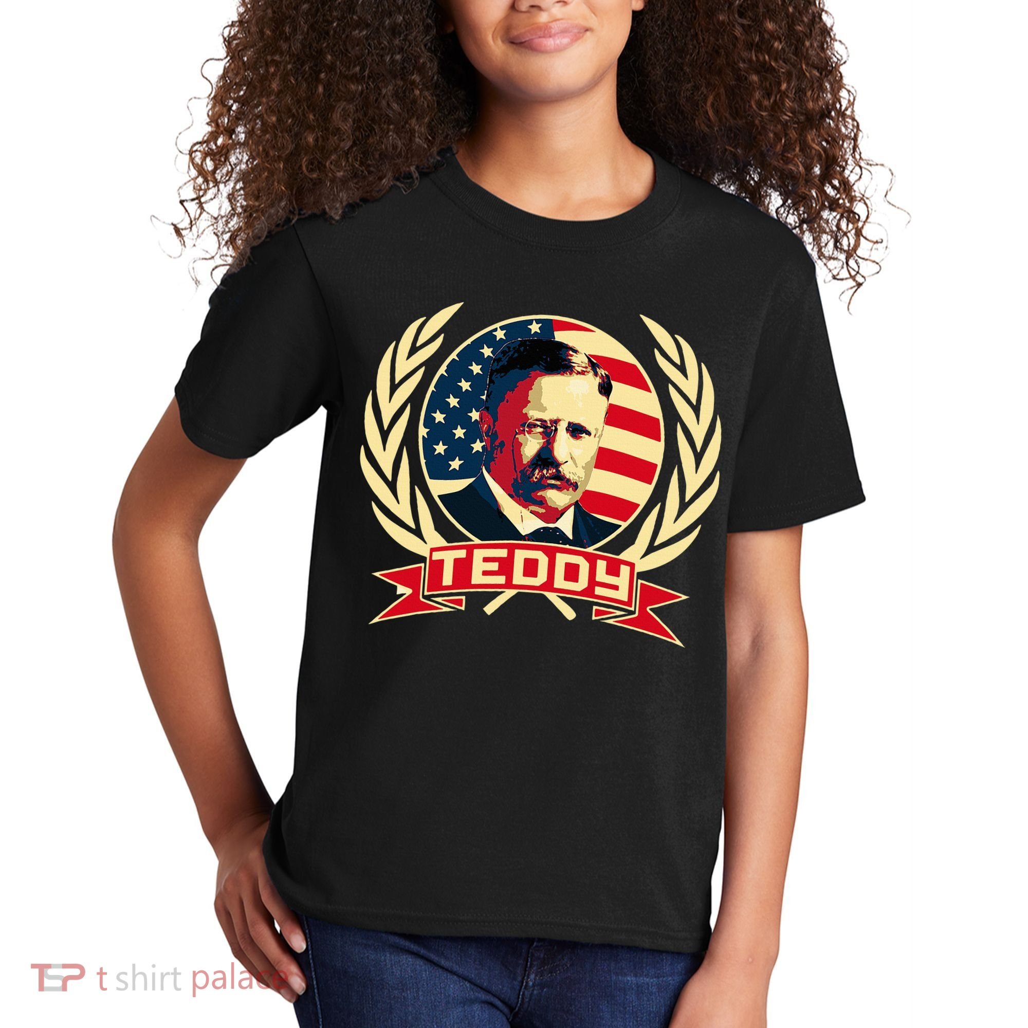 Theodore Roosevelt. President Teddy. American Stars. Kids T-Shirt