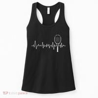Tennis Racket Pulse Heartbeat EKG Tournament Sports Lover Women's Tank Top thumb 0