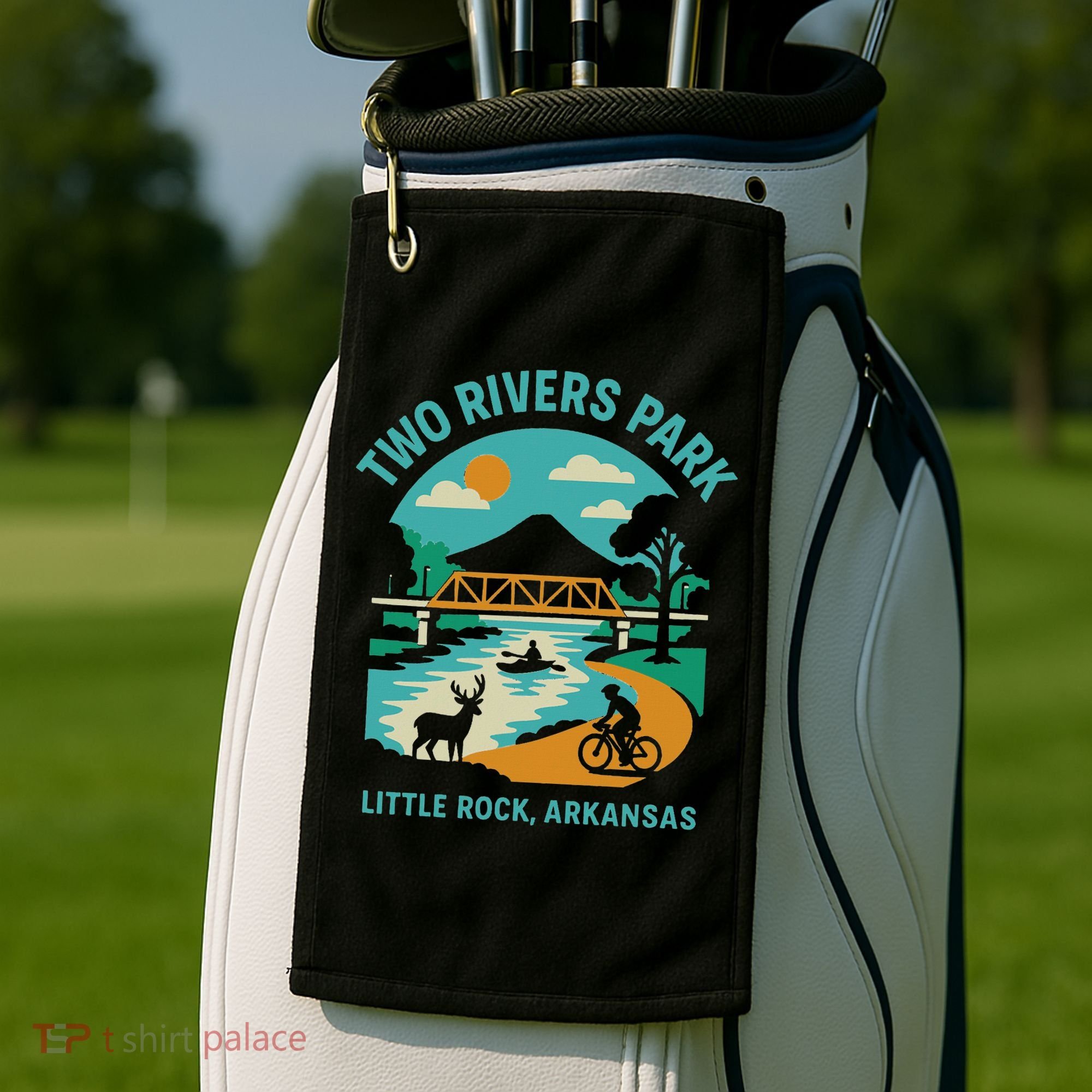 Two Rivers Park In Little Rock, Arkansas, Bridge View Golf Towel