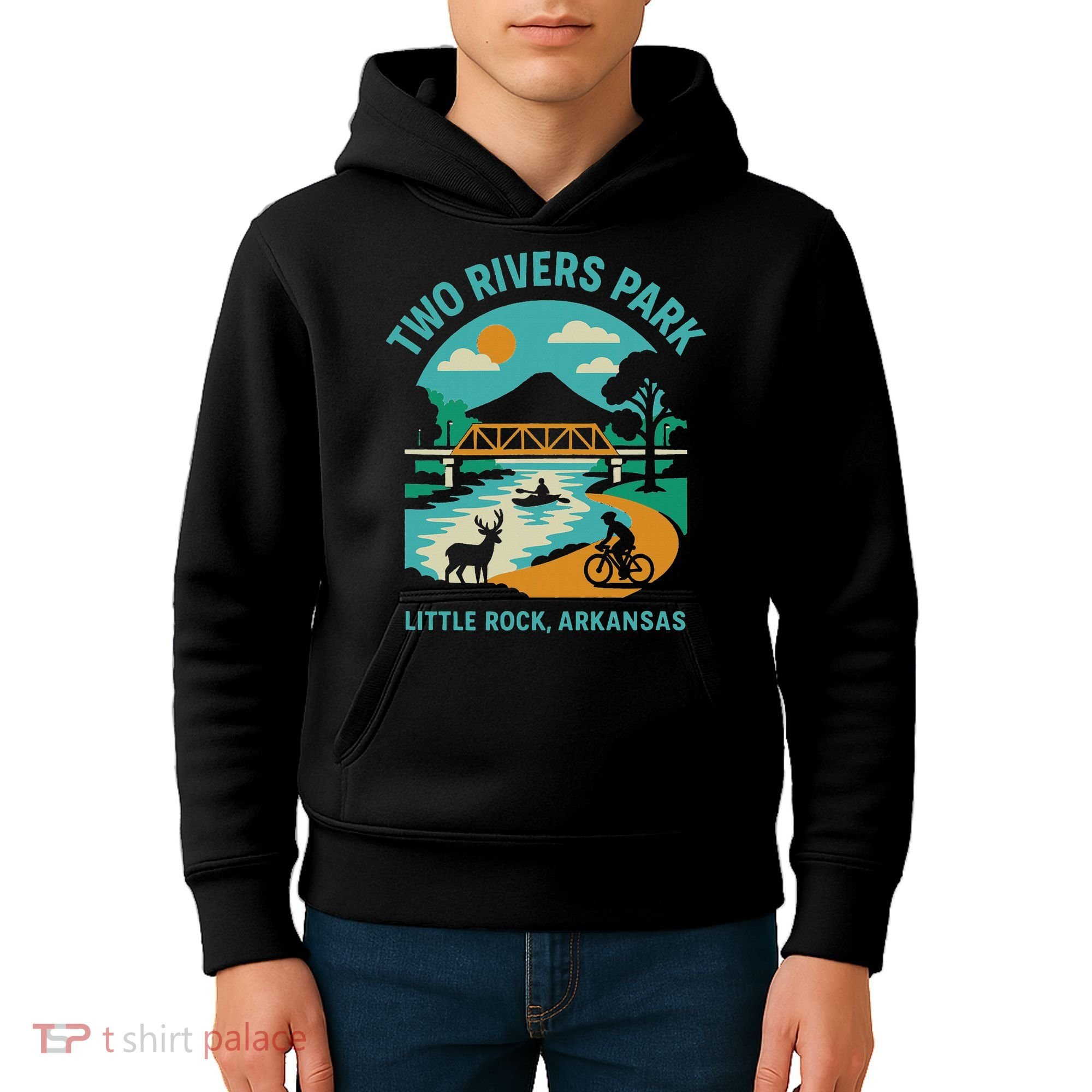 Two Rivers Park In Little Rock, Arkansas, Bridge View Kids Hoodie