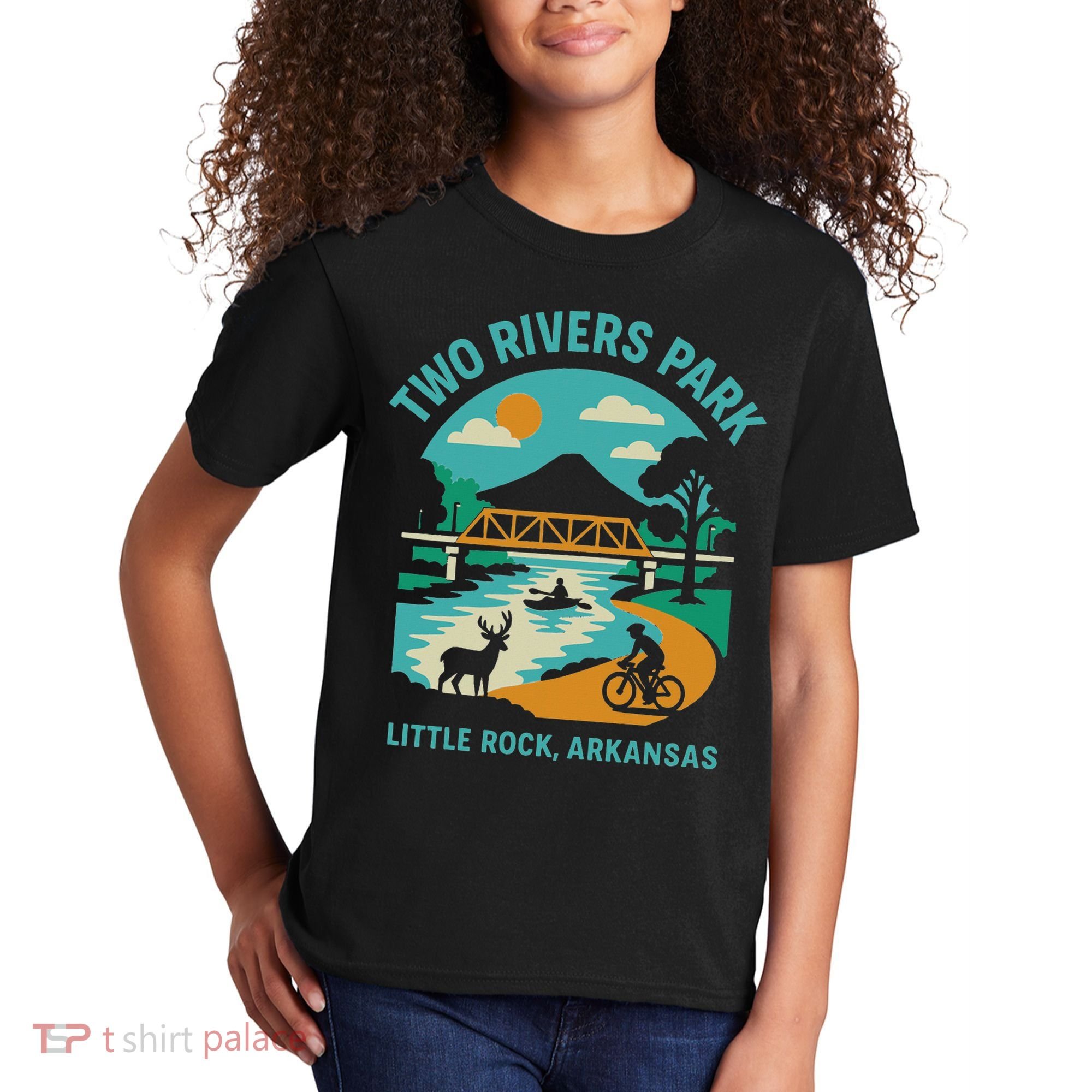 Two Rivers Park In Little Rock, Arkansas, Bridge View Kids T-Shirt