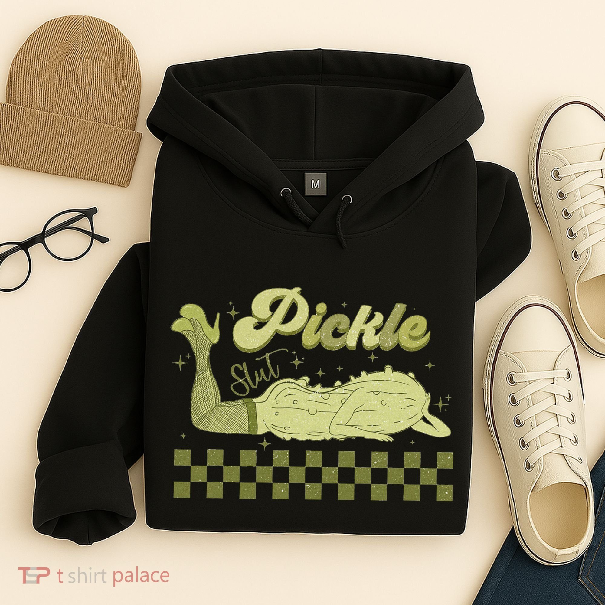 Trendy Retro Pickle Slut Funny Food Apparel Canned Pickle Hoodie
