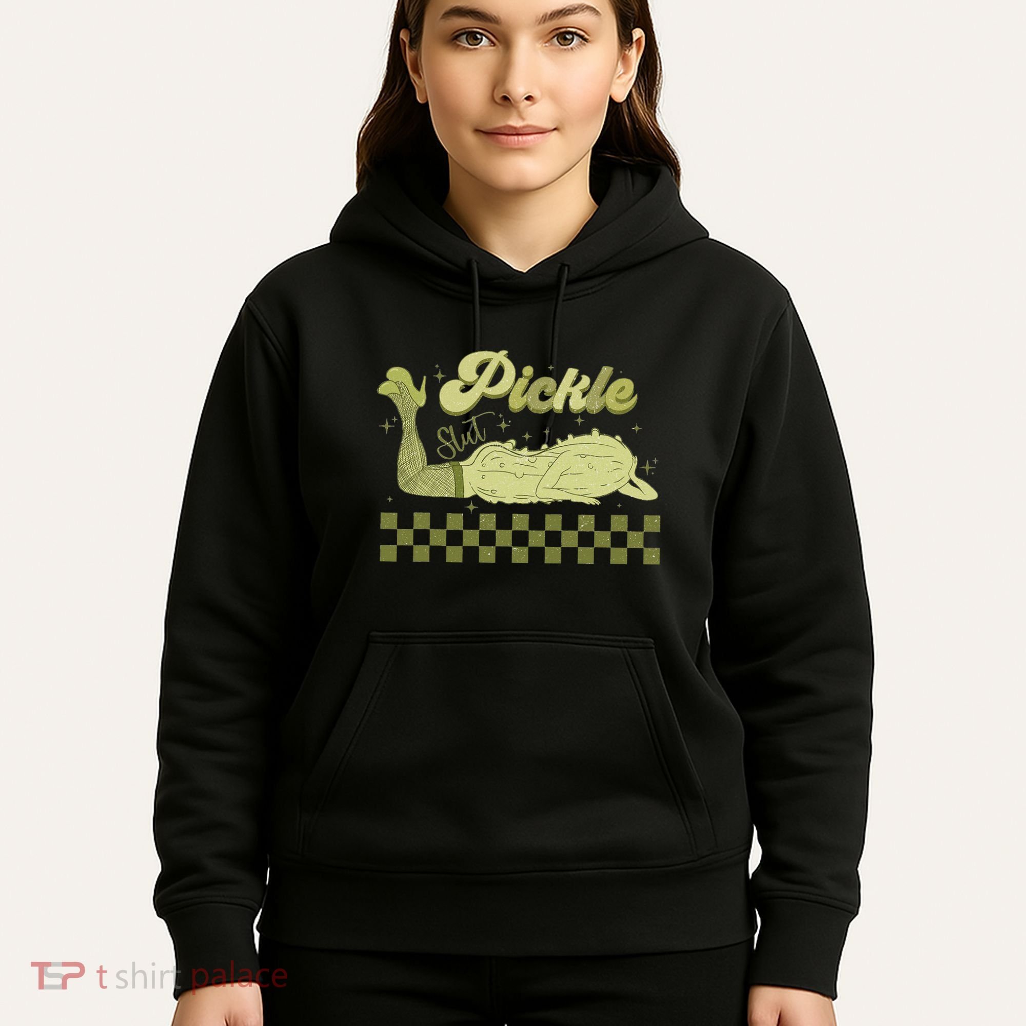 Trendy Retro Pickle Slut Funny Food Apparel Canned Pickle Hoodie