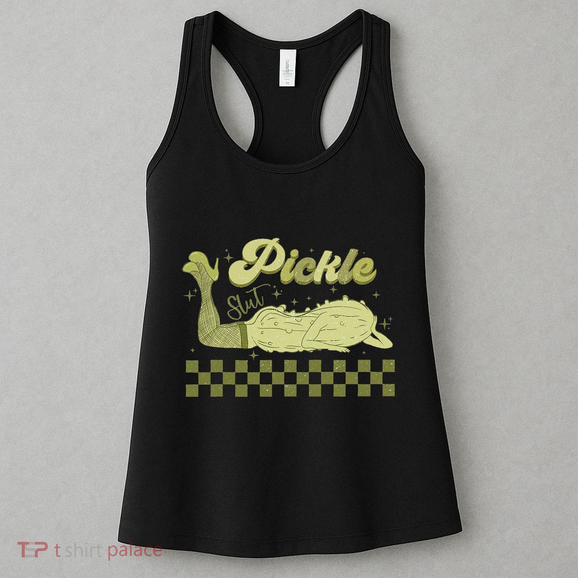 Trendy Retro Pickle Slut Funny Food Apparel Canned Pickle Women's Tank Top