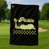 Trendy Retro Pickle Slut Funny Food Apparel Canned Pickle Golf Towel thumb 1