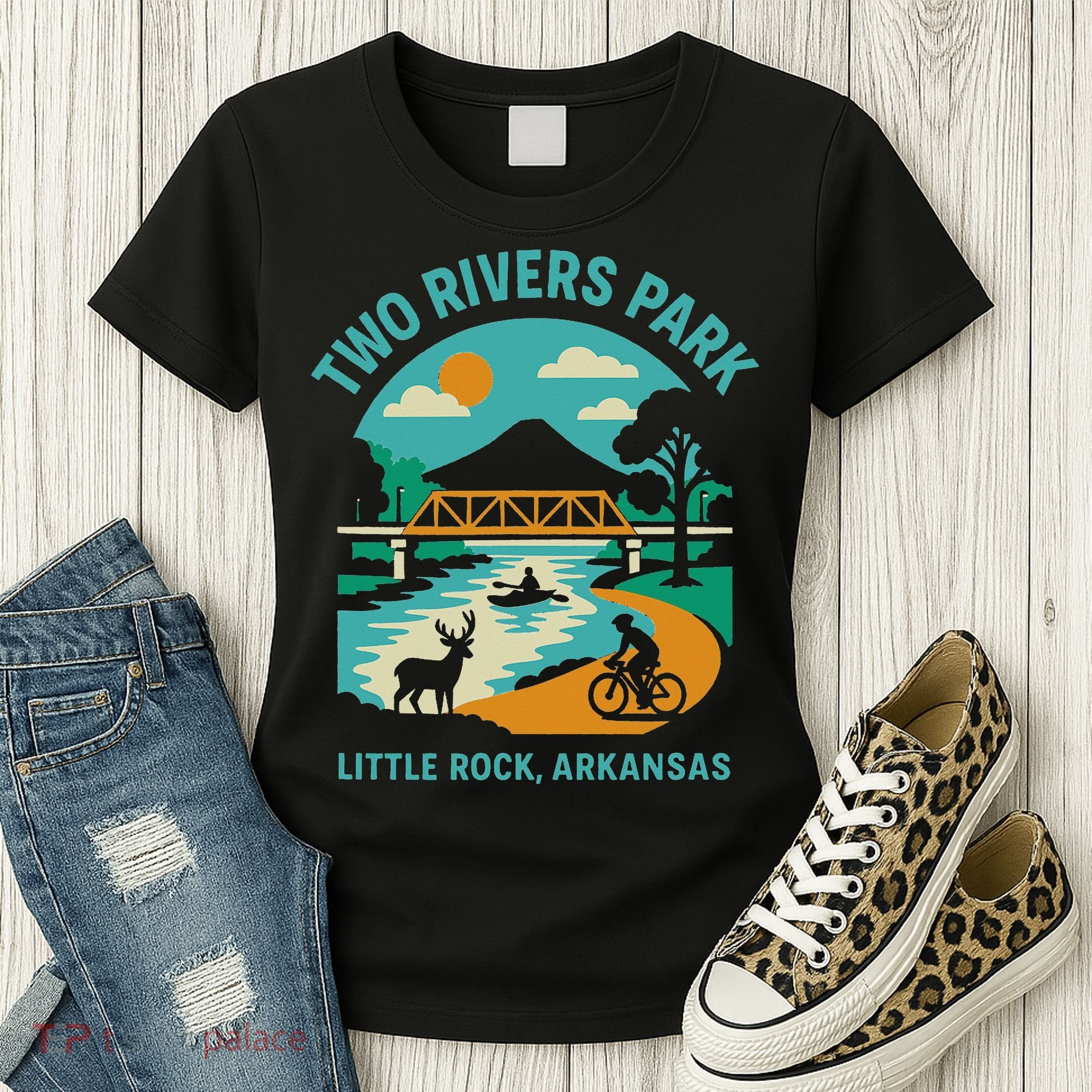 Two Rivers Park In Little Rock Arkansas Bridge View Gift Women's T-Shirt