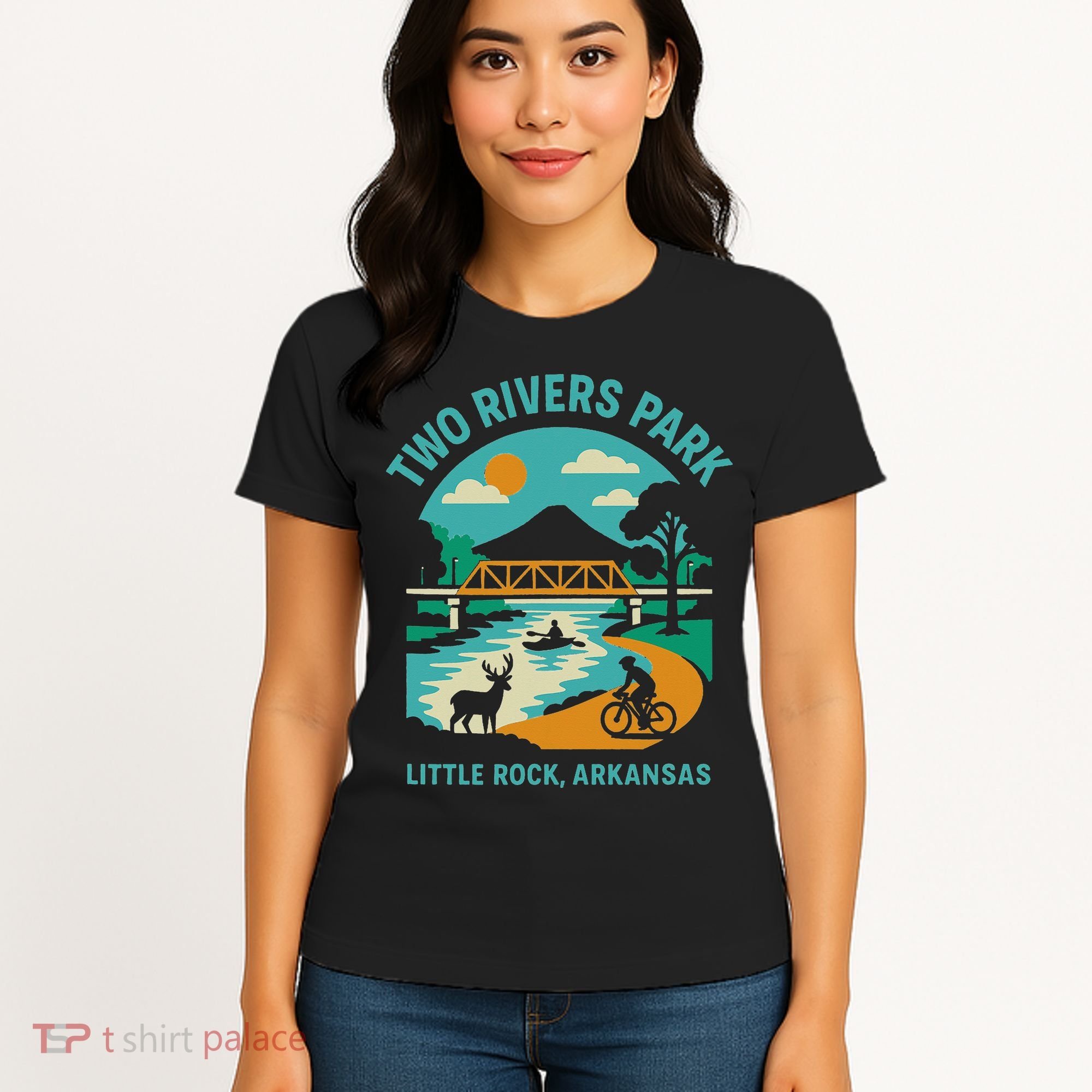 Two Rivers Park In Little Rock Arkansas Bridge View Gift Women's T-Shirt