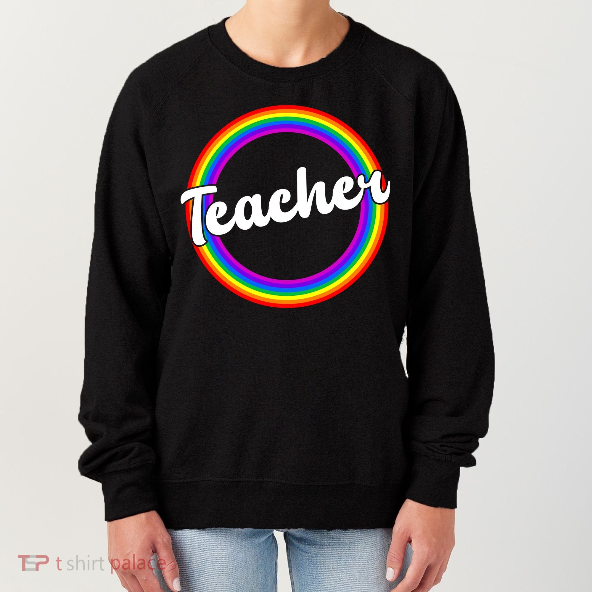 Teacher Rainbow Retro Gift For Teacher Women's Sweatshirt