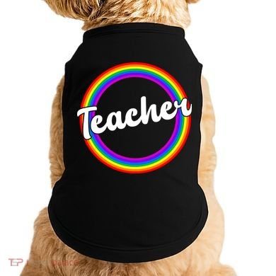 Teacher Rainbow Retro Gift For Teacher Doggie Tank
