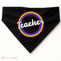 Teacher Rainbow Retro Gift For Teacher USA-Made Doggie Bandana thumb 0