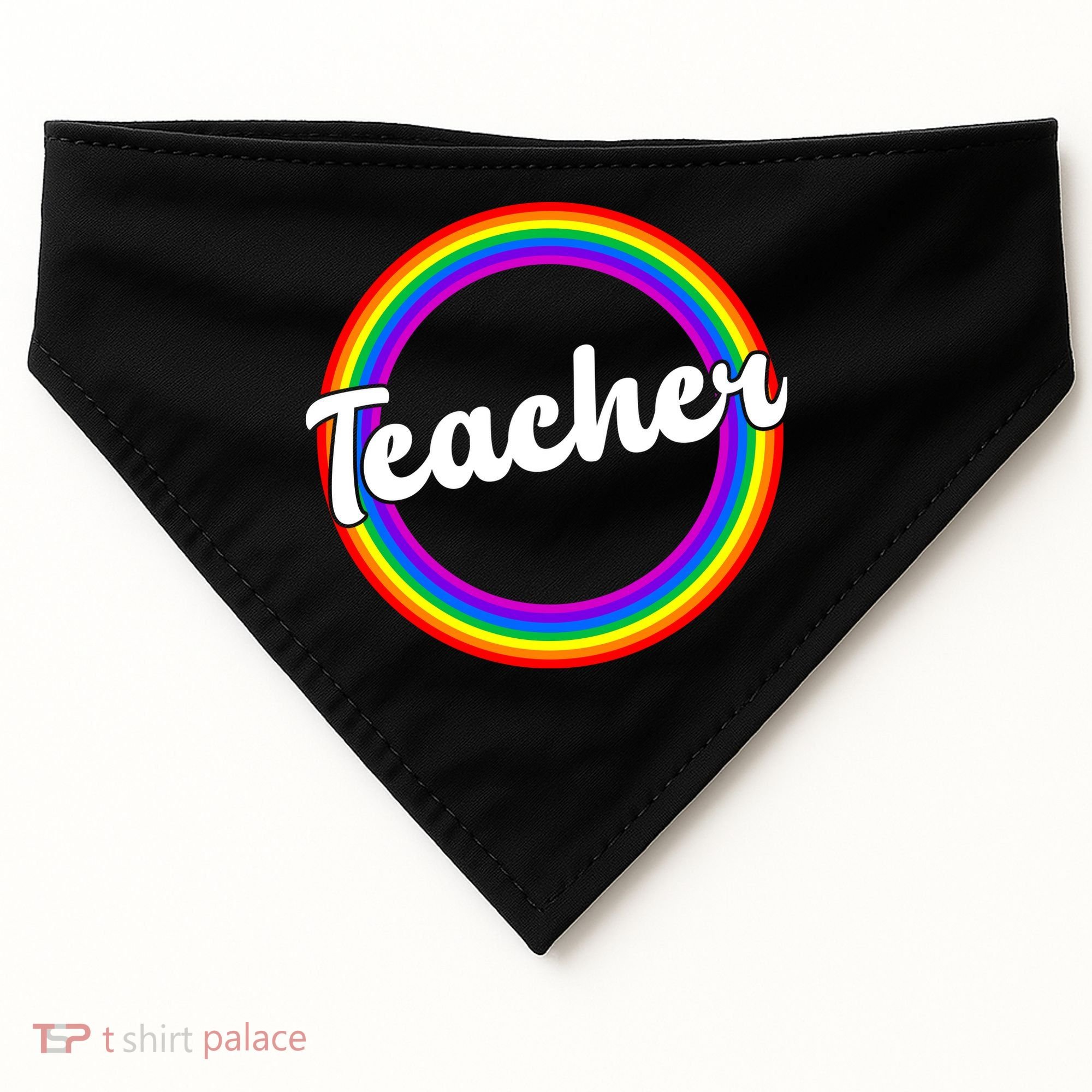 Teacher Rainbow Retro Gift For Teacher USA-Made Doggie Bandana