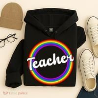 Teacher Rainbow Retro Gift For Teacher Hoodie thumb 4