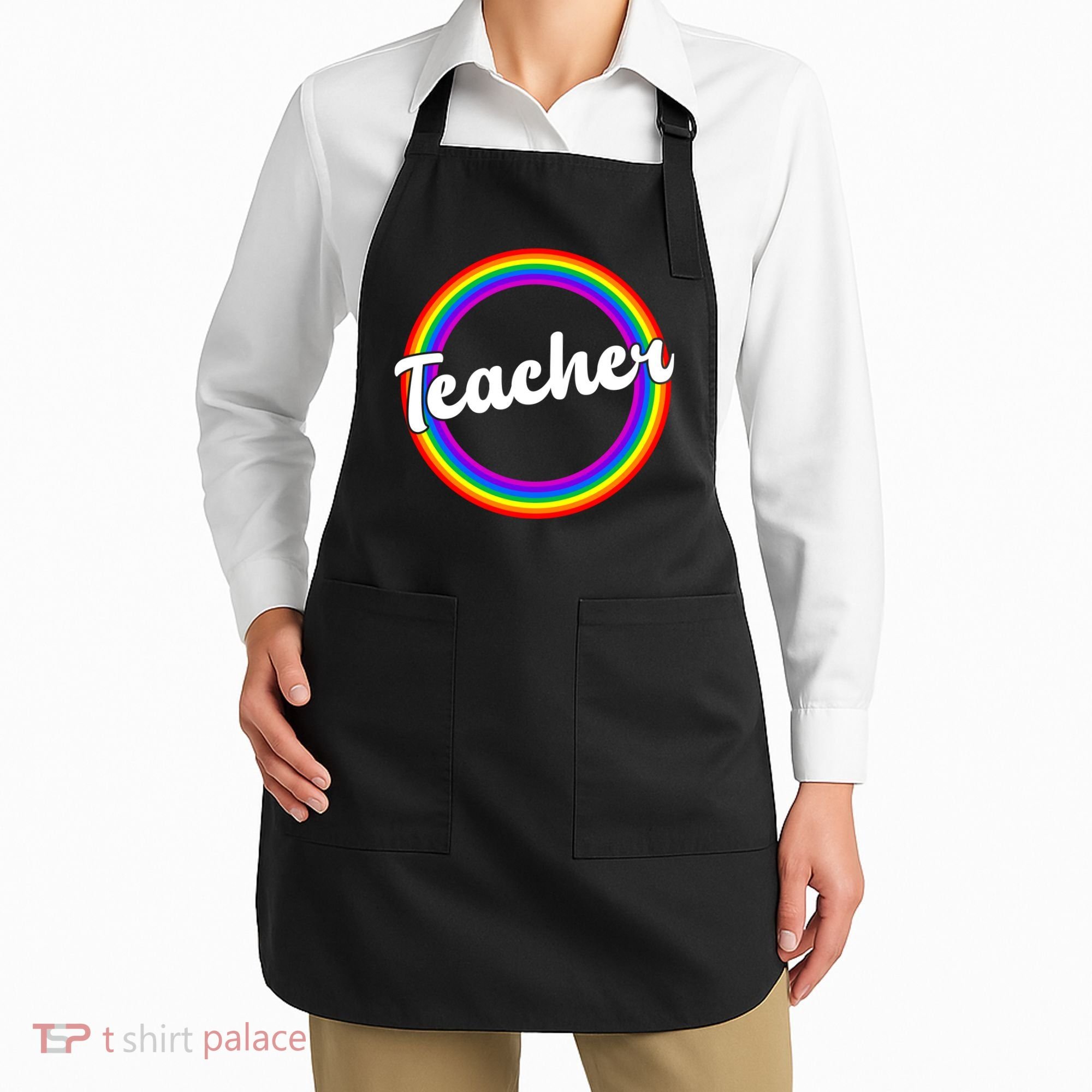 Teacher Rainbow Retro Gift For Teacher Apron