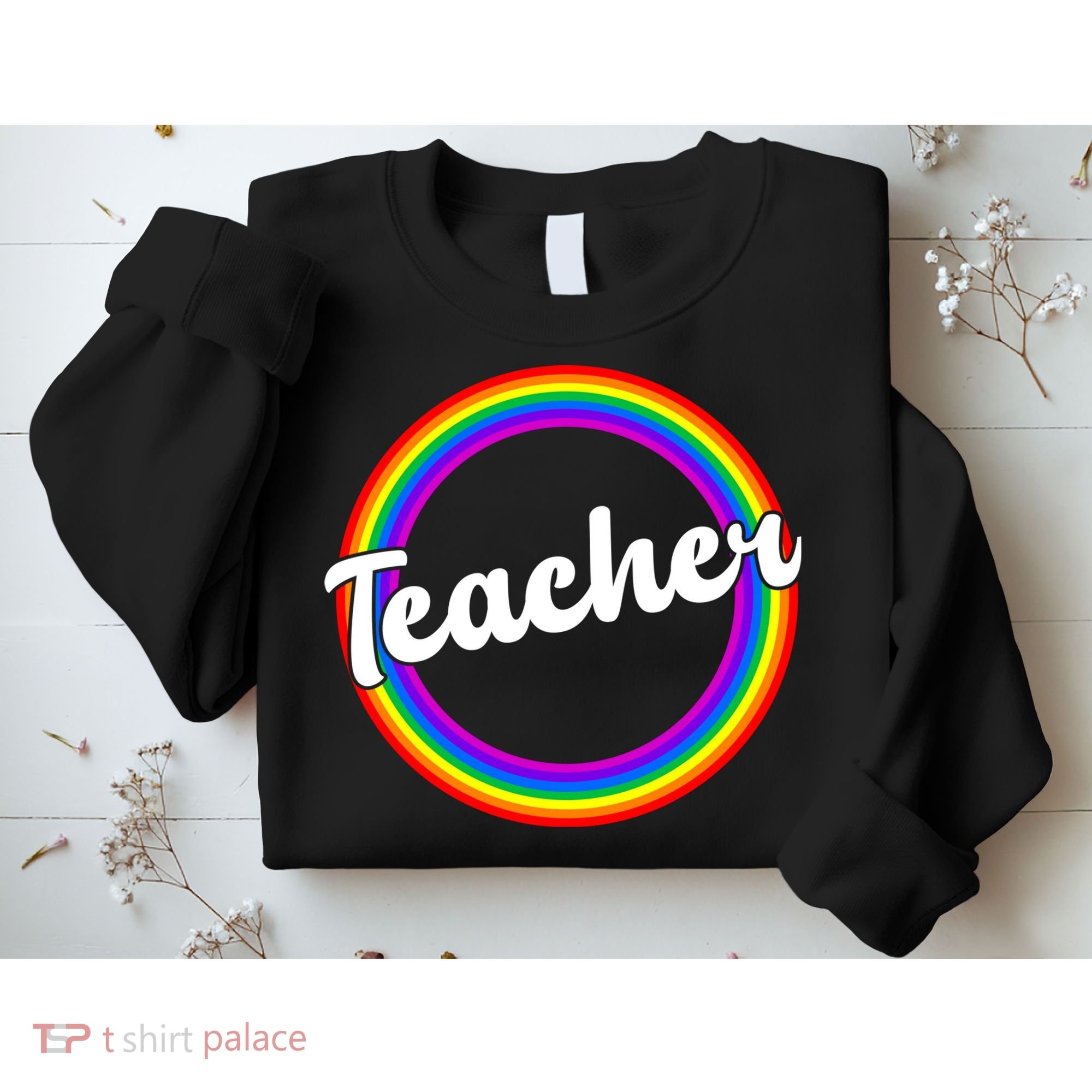 Teacher Rainbow Retro Gift For Teacher Sweatshirt