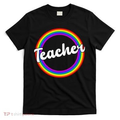 Teacher Rainbow Retro Gift For Teacher T-Shirt