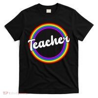 Teacher Rainbow Retro Gift For Teacher T-Shirt thumb 0
