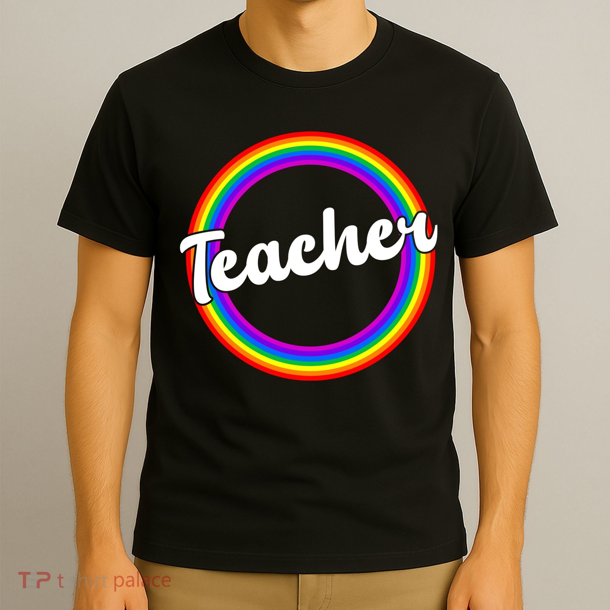 Teacher Rainbow Retro Gift For Teacher T-Shirt