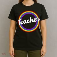 Teacher Rainbow Retro Gift For Teacher T-Shirt thumb 4