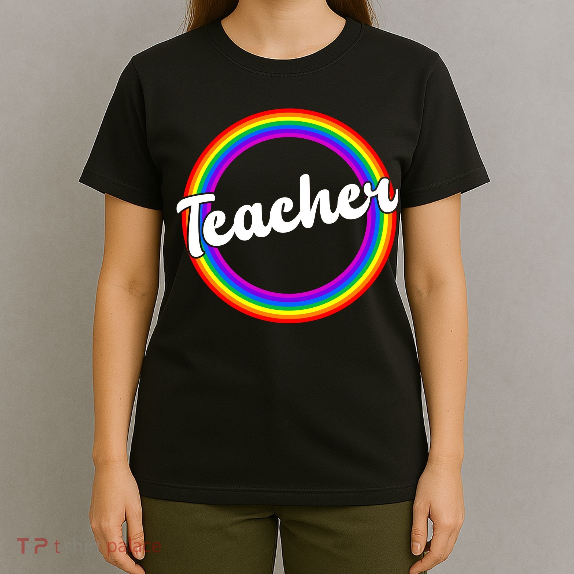 Teacher Rainbow Retro Gift For Teacher T-Shirt