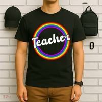Teacher Rainbow Retro Gift For Teacher T-Shirt thumb 6