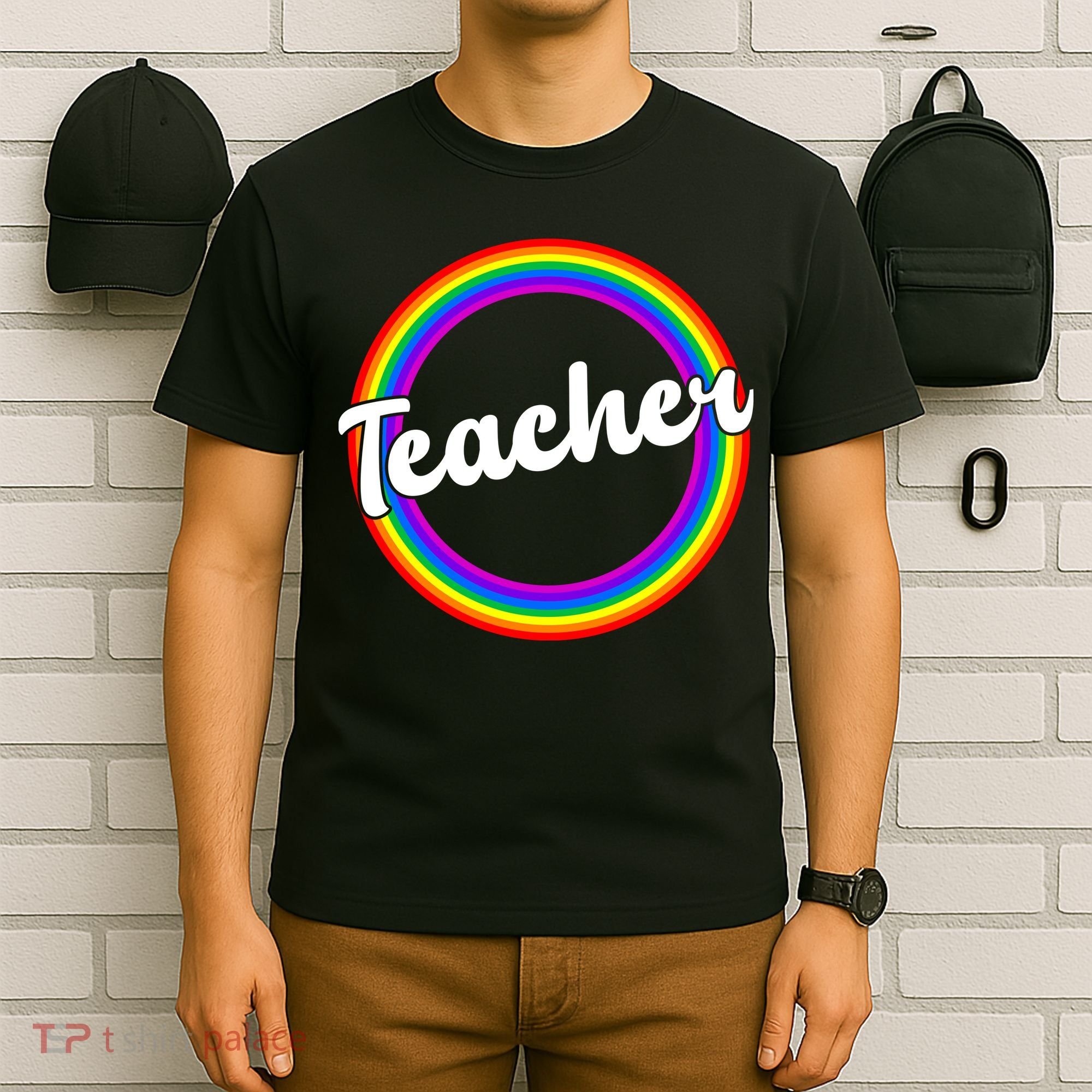 Teacher Rainbow Retro Gift For Teacher T-Shirt