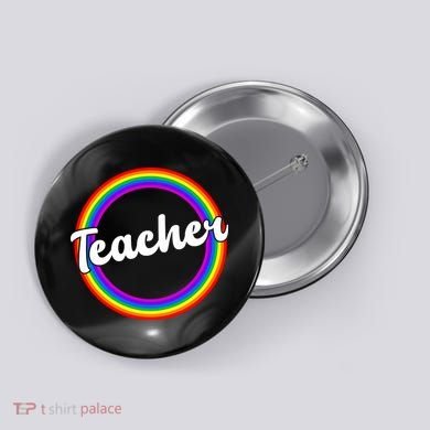 Teacher Rainbow Retro Gift For Teacher Button