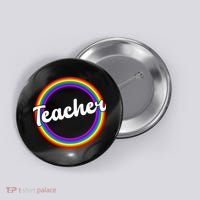 Teacher Rainbow Retro Gift For Teacher Button thumb 0