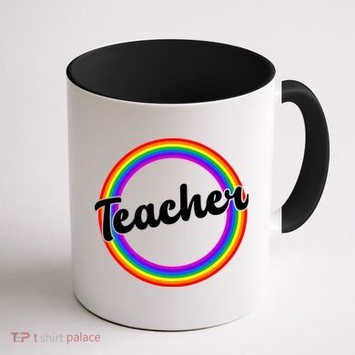 Teacher Rainbow Retro Gift For Teacher Coffee Mug back