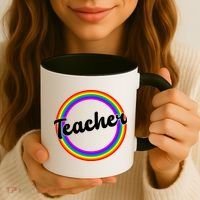 Teacher Rainbow Retro Gift For Teacher Coffee Mug thumb 3