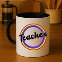 Teacher Rainbow Retro Gift For Teacher Coffee Mug thumb 4